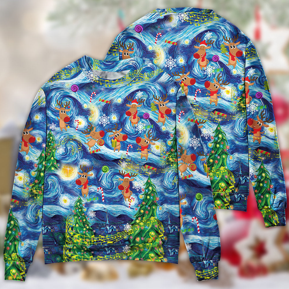 Christmas Dancing Reindeer Happy – Sweater - Ugly Christmas Sweater