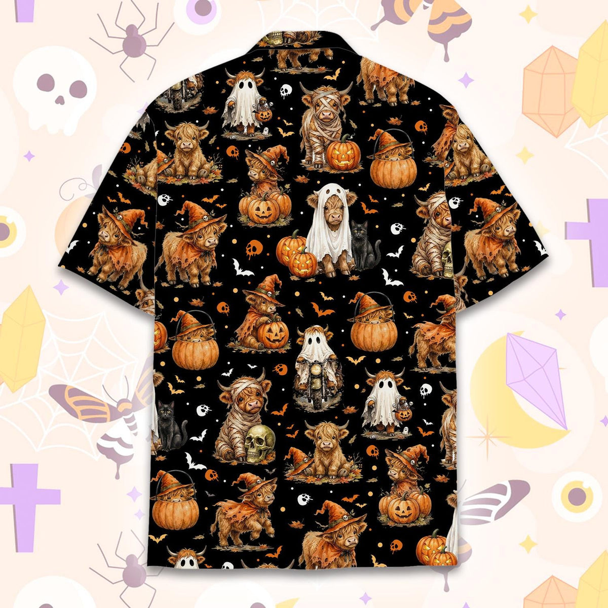 Halloween Highland Cow Witch Ghost Costume – Hawaiian Shirt