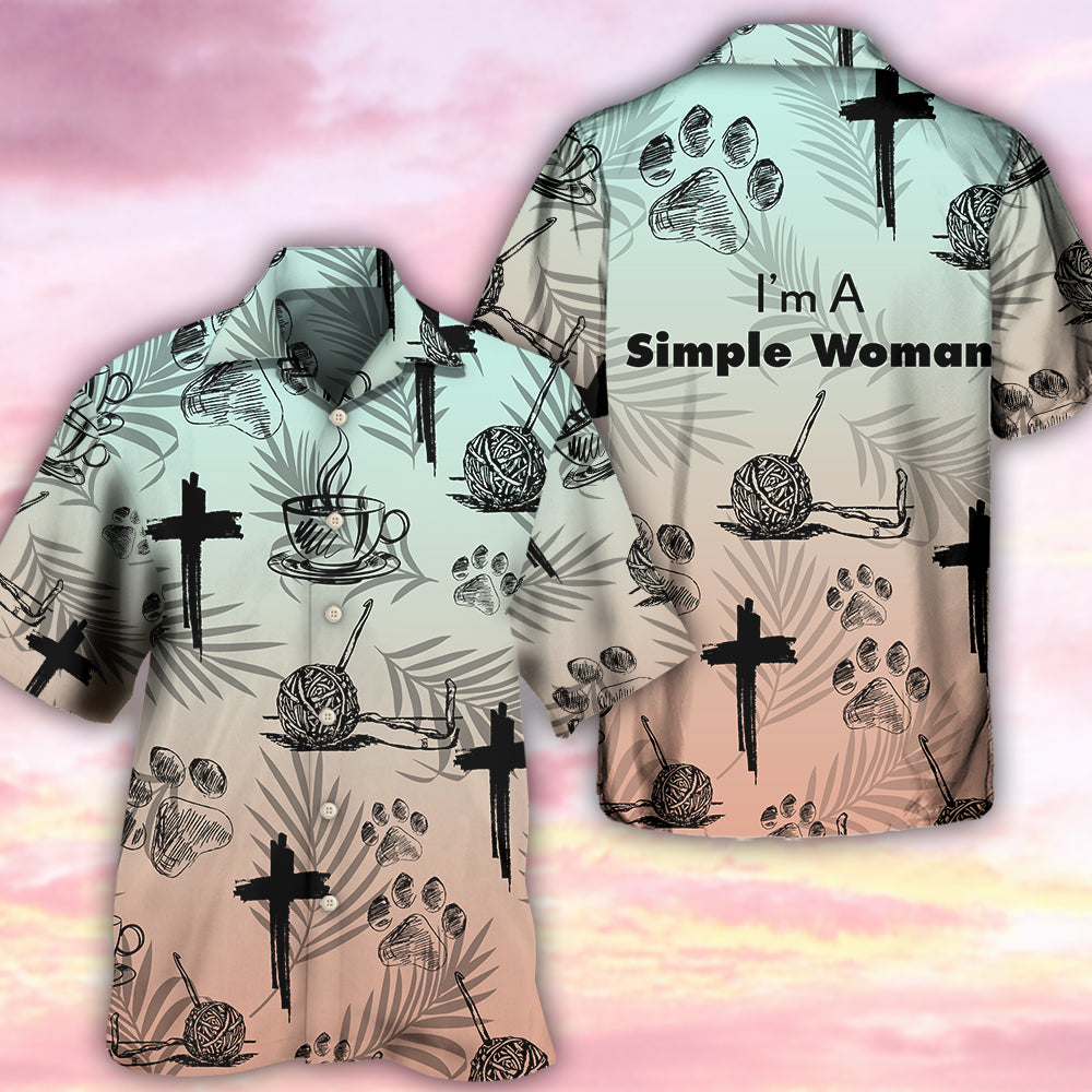 Faith Coffee Dog Knitting Humor - Hawaiian Shirt