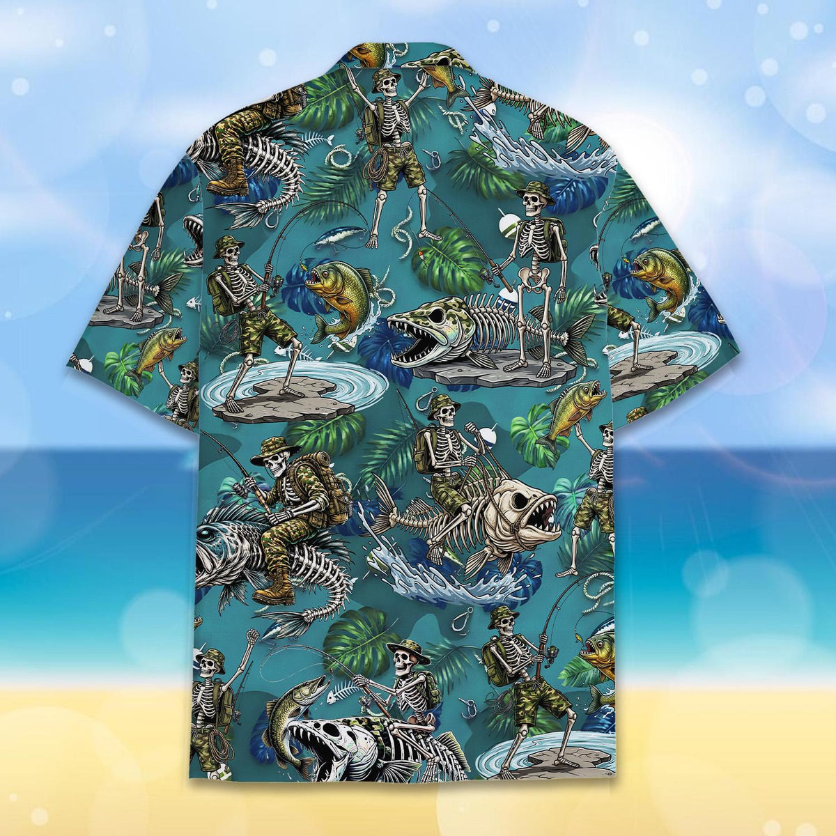 Veteran Skeleton Bass Fishing Fish Bone Outdoor – Hawaiian Shirt