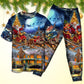 Christmas Santa Claus Snowman Family In Love Light Art Style - Pajamas Short Sleeve - Owls Matrix LTD