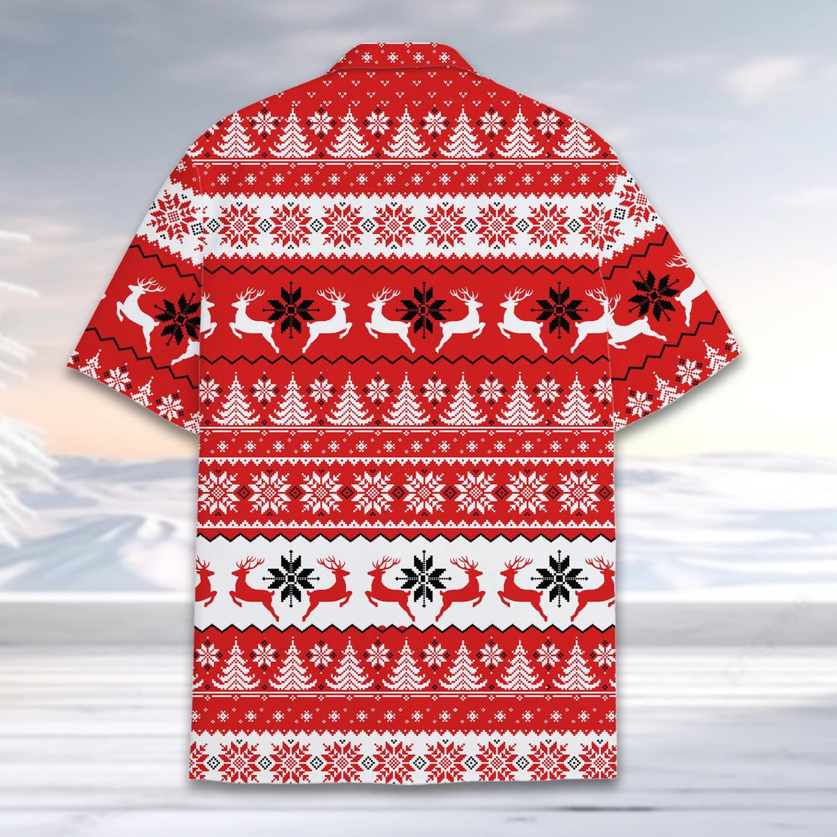 Red Christmas Reindeer Tree Snowflake Ugly Sweater – Hawaiian Shirt