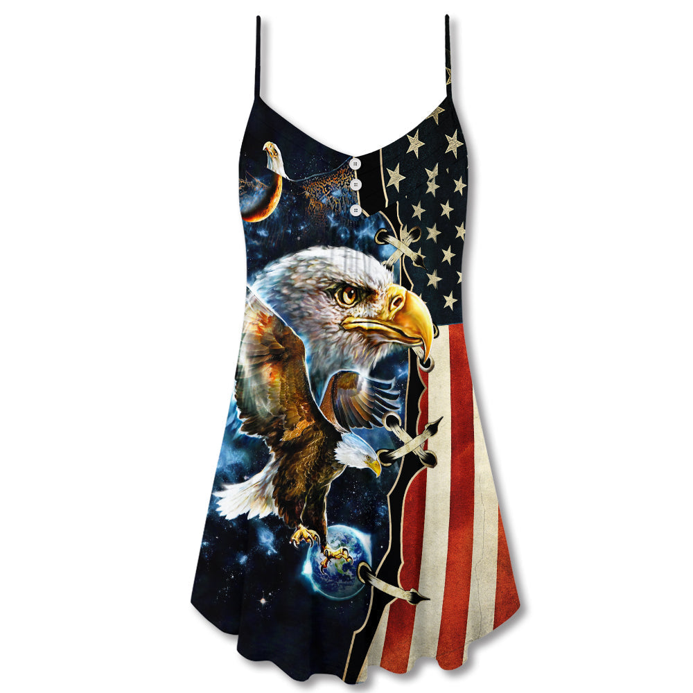 Galaxy Eagle Wildlife – Women's Summer Sleeveless V-Neck Camisole Dress
