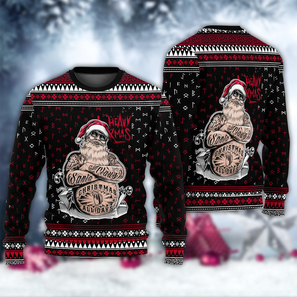 Tattoo Santa Funny Merry Christmas – Sweater - Ugly Christmas Sweater