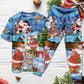 Christmas Santa And Snowman Best Friends - Pajamas Short Sleeve - Owls Matrix LTD