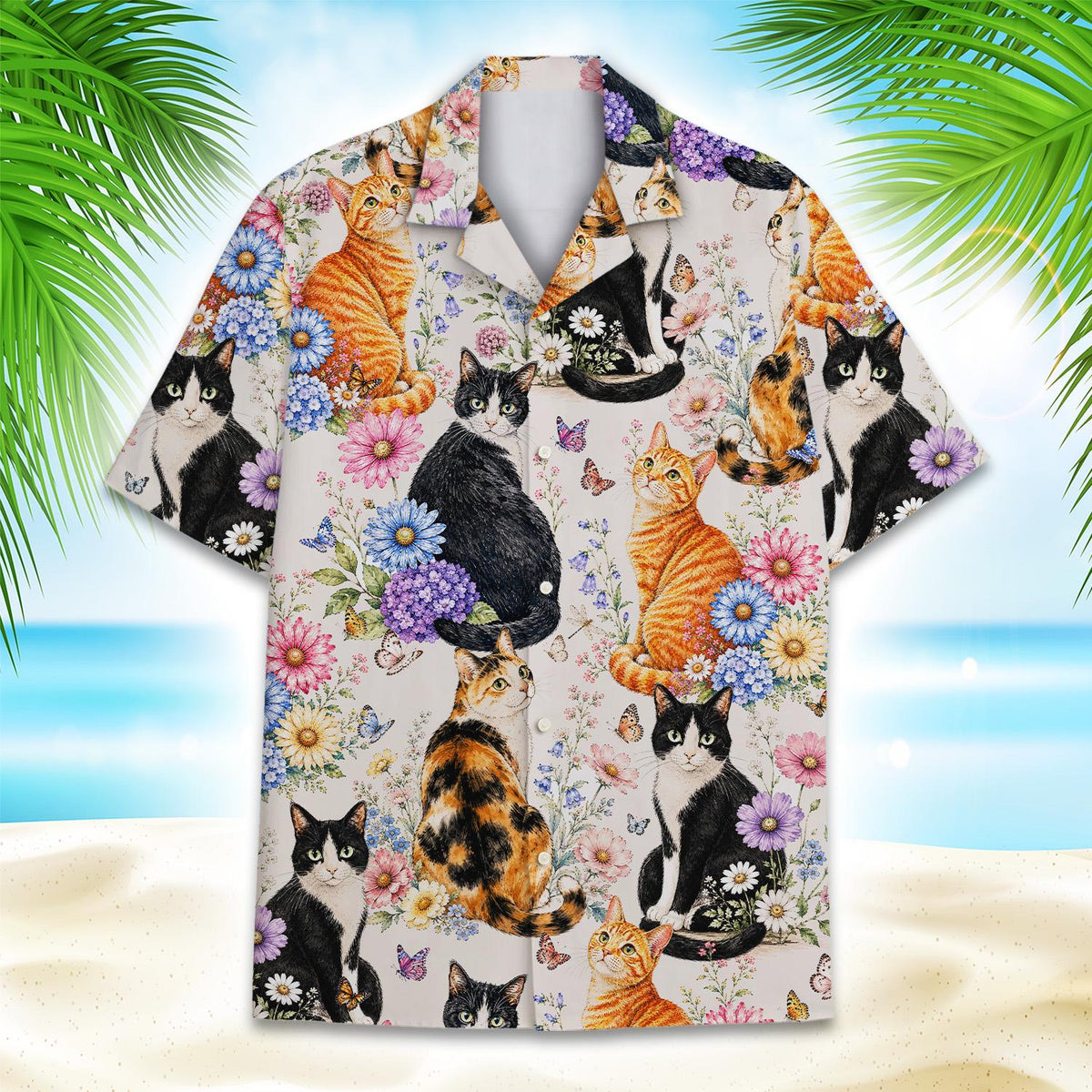 Cute Cat Floral Vintage Botanical Pet – Hawaiian Shirt