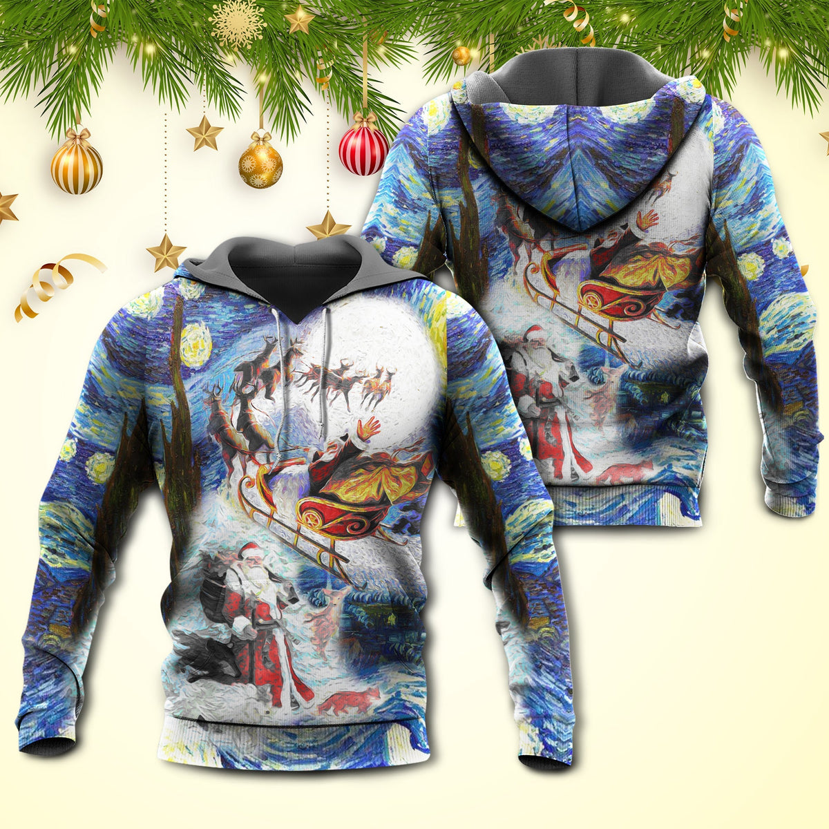 Christmas Friendly Winter Animals Art – 3D Hoodie