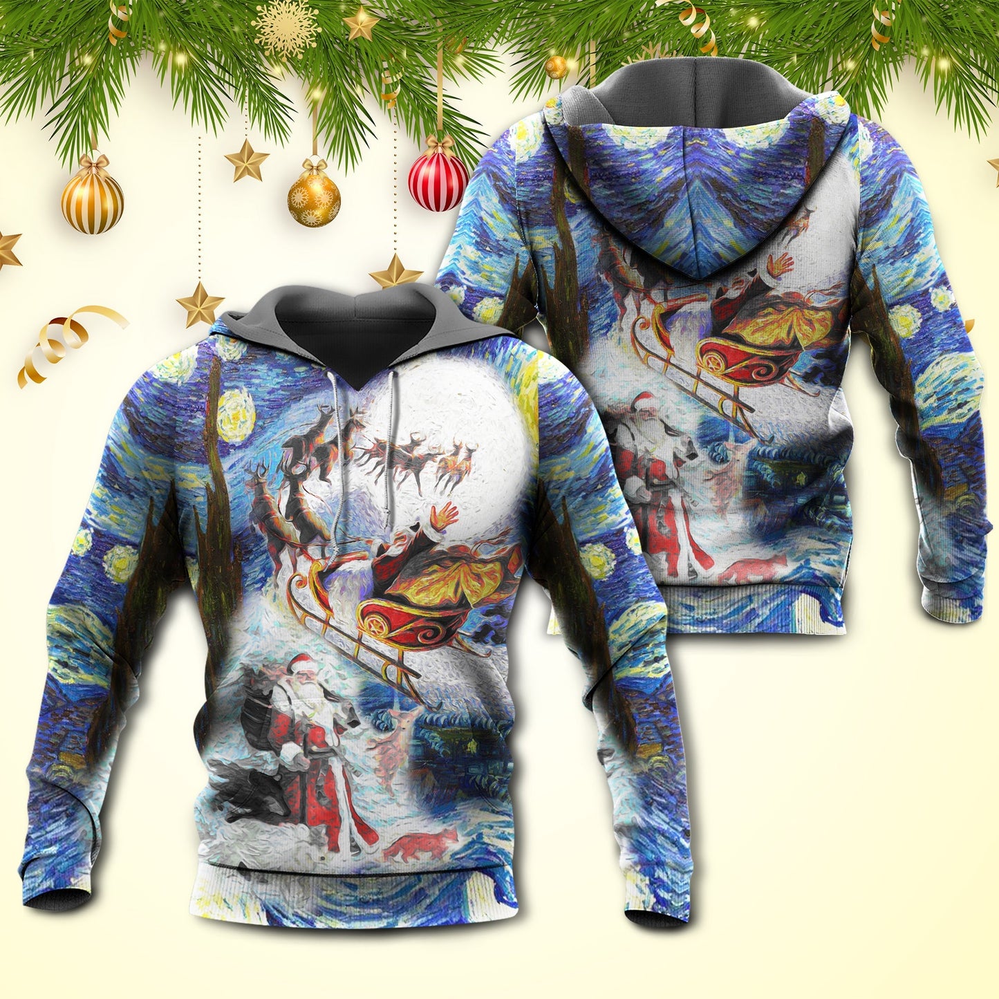Christmas Friendly Winter Animals Art – 3D Hoodie