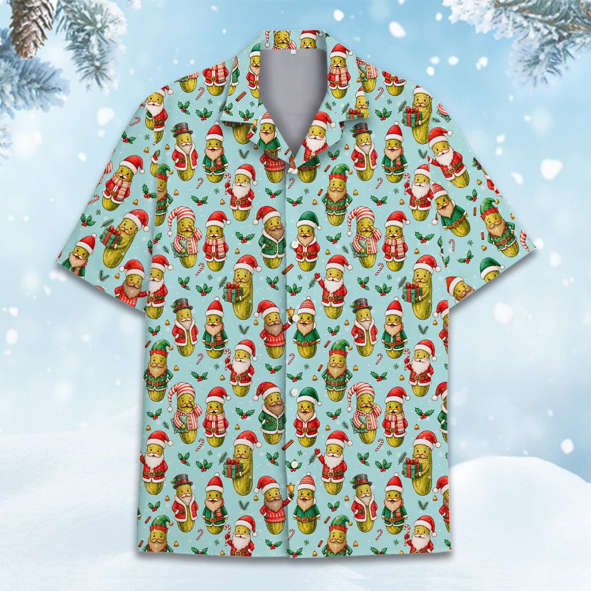 Santa Pickle Funny Christmas Holiday – Hawaiian Shirt