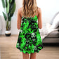 Green Flame Skull Burn – Women's Summer Sleeveless V-Neck Camisole Dress