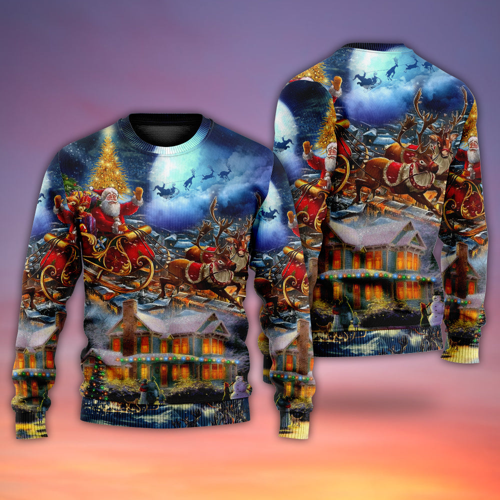Christmas Santa Snowman Family Love Light Art – Sweater - Ugly Christmas Sweater