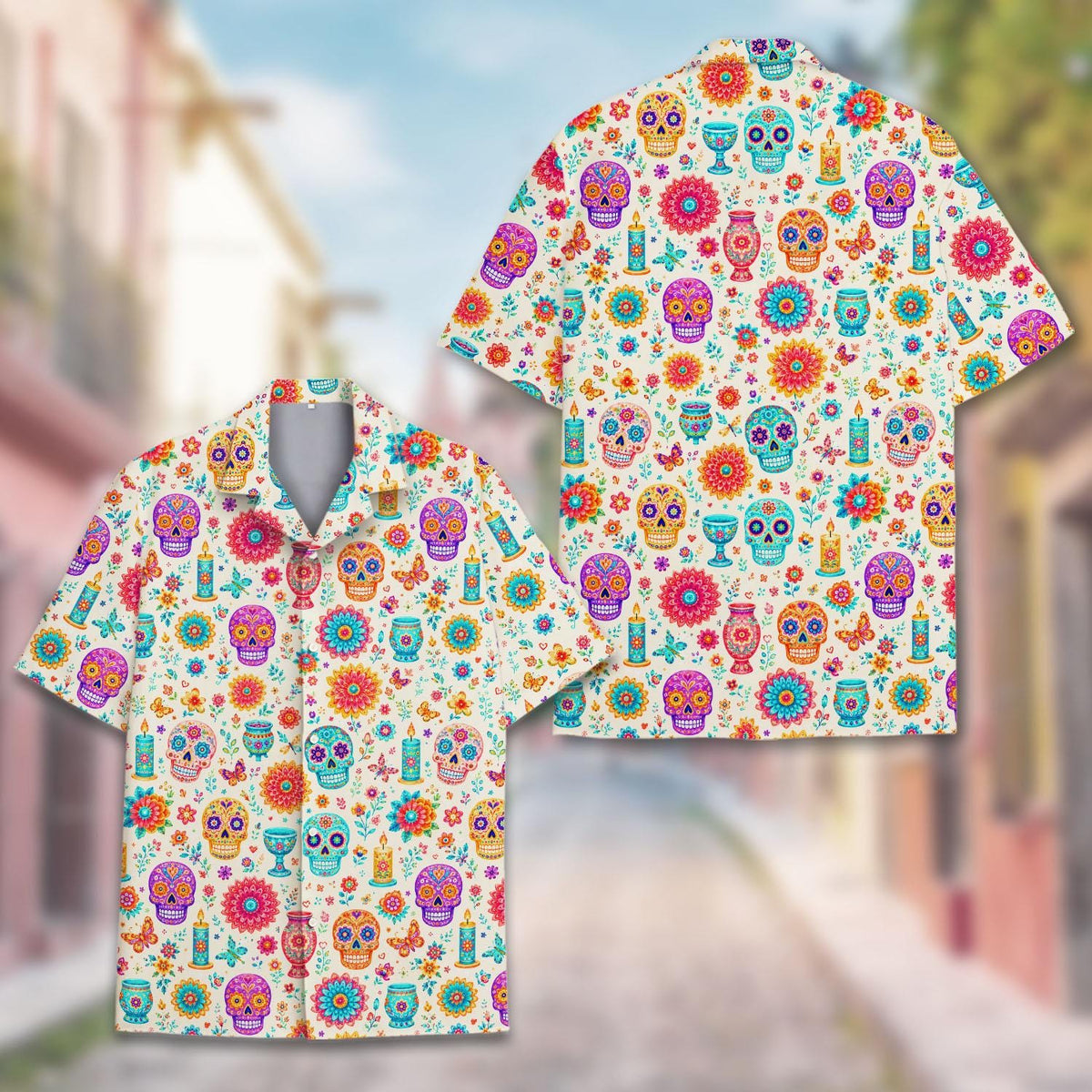 Day Of The Dead Floral Sugar Skull Festival – Hawaiian Shirt