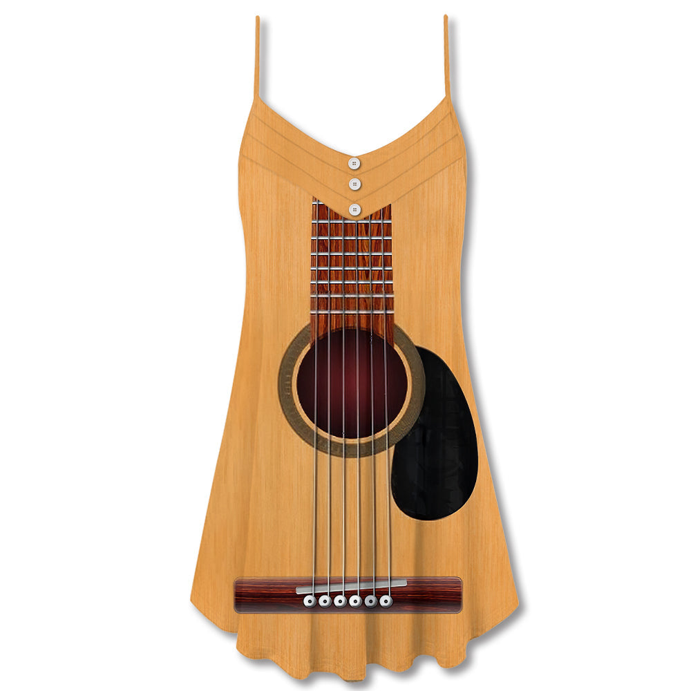 Yellow Guitar Music Art – Women's Summer Sleeveless V-Neck Camisole Dress