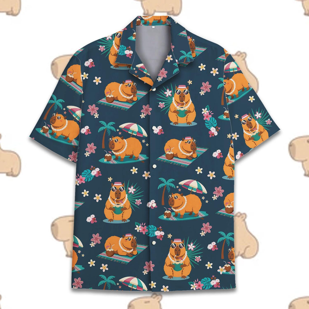 Cute Capybara Tropical Coconut Beach – Hawaiian Shirt