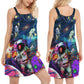 Hippie Galaxy Peace Life – Women's Summer Sleeveless V-Neck Camisole Dress