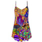 Hippie Colorful Love Life – Women's Summer Sleeveless V-Neck Camisole Dress