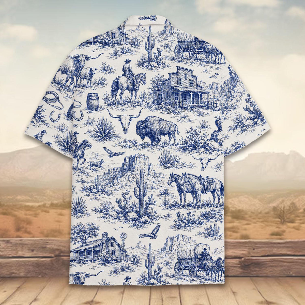 Cowboy Western Rodeo Lasso Horse Texas Longhorn – Hawaiian Shirt
