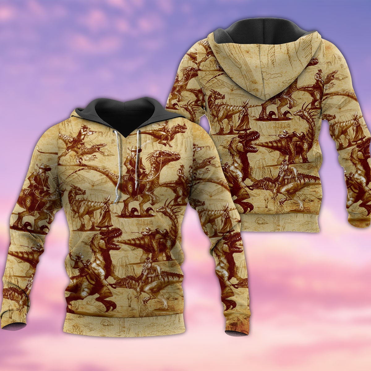 Cowboy Dinosaur Desert Fun - 3D Hoodie
