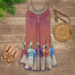 Native Summer Vibes Pink – Women's Summer Sleeveless V-Neck Camisole Dress
