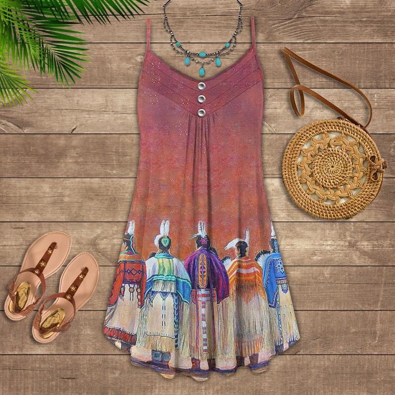 Tribal People Love Summer Vibes Limited – Women's Summer Sleeveless V-Neck Camisole Dress