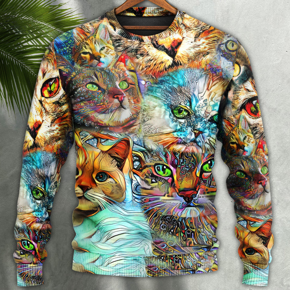 Real Love Cat Art Design – Sweater - Ugly Christmas Sweater