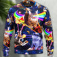 Space Galaxy Cat Food Ride – Sweater - Ugly Christmas Sweater