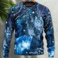 Blue Neon Cat Love Art – Sweater - Ugly Christmas Sweater