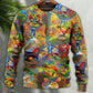 Colorful Lovely Cat Art Design – Sweater - Ugly Christmas Sweater