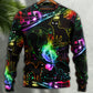 Black Cat Magical Light Music Notes – Sweater - Ugly Christmas Sweater