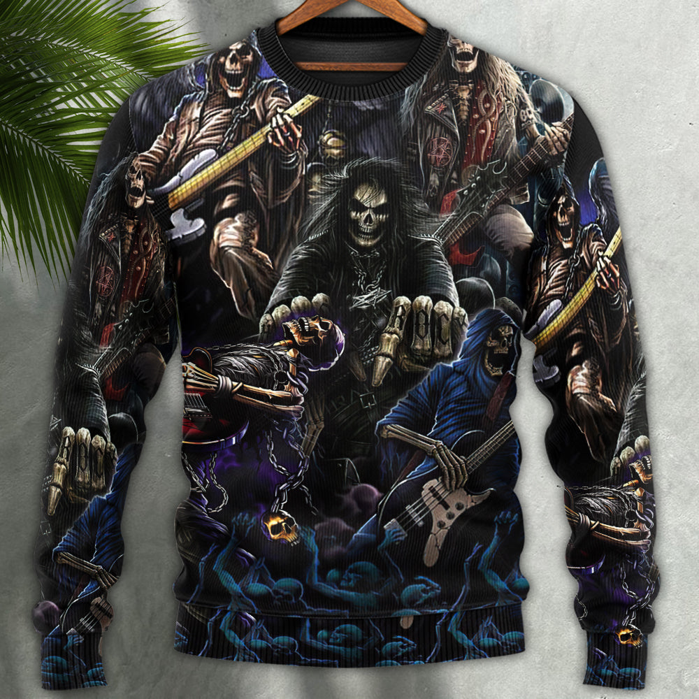 Cool Dark Skull Guitar Style – Sweater - Ugly Christmas Sweater