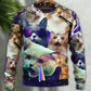Flying Battle Cat Fantasy Art – Sweater - Ugly Christmas Sweater