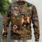 Vintage Cat Love Machine Art – Sweater - Ugly Christmas Sweater