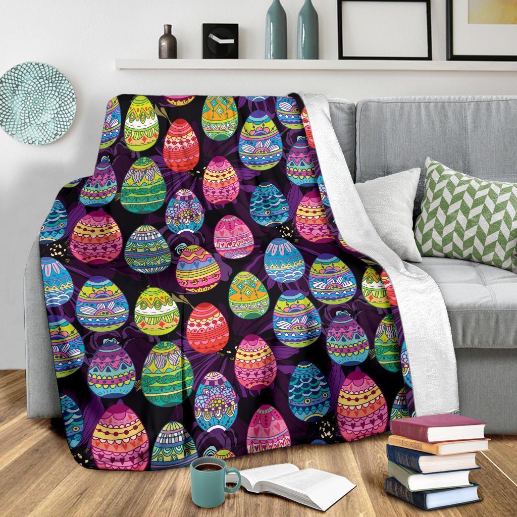 Colorful Easter Egg Pattern Flannel Blanket For Living Room And Bedroom Styling