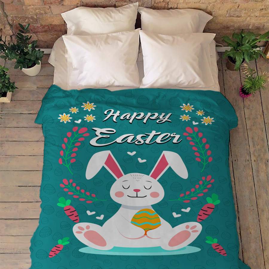 Easter Happy Bunny Flannel Blanket For Bed Sofa And Reading Nook Decor