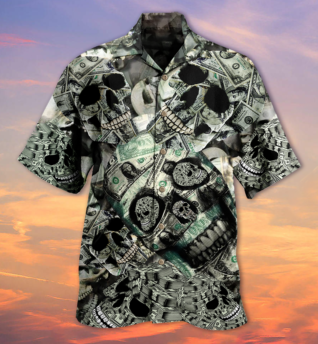 Skull Love Money Vintage Style - Hawaiian Shirt
