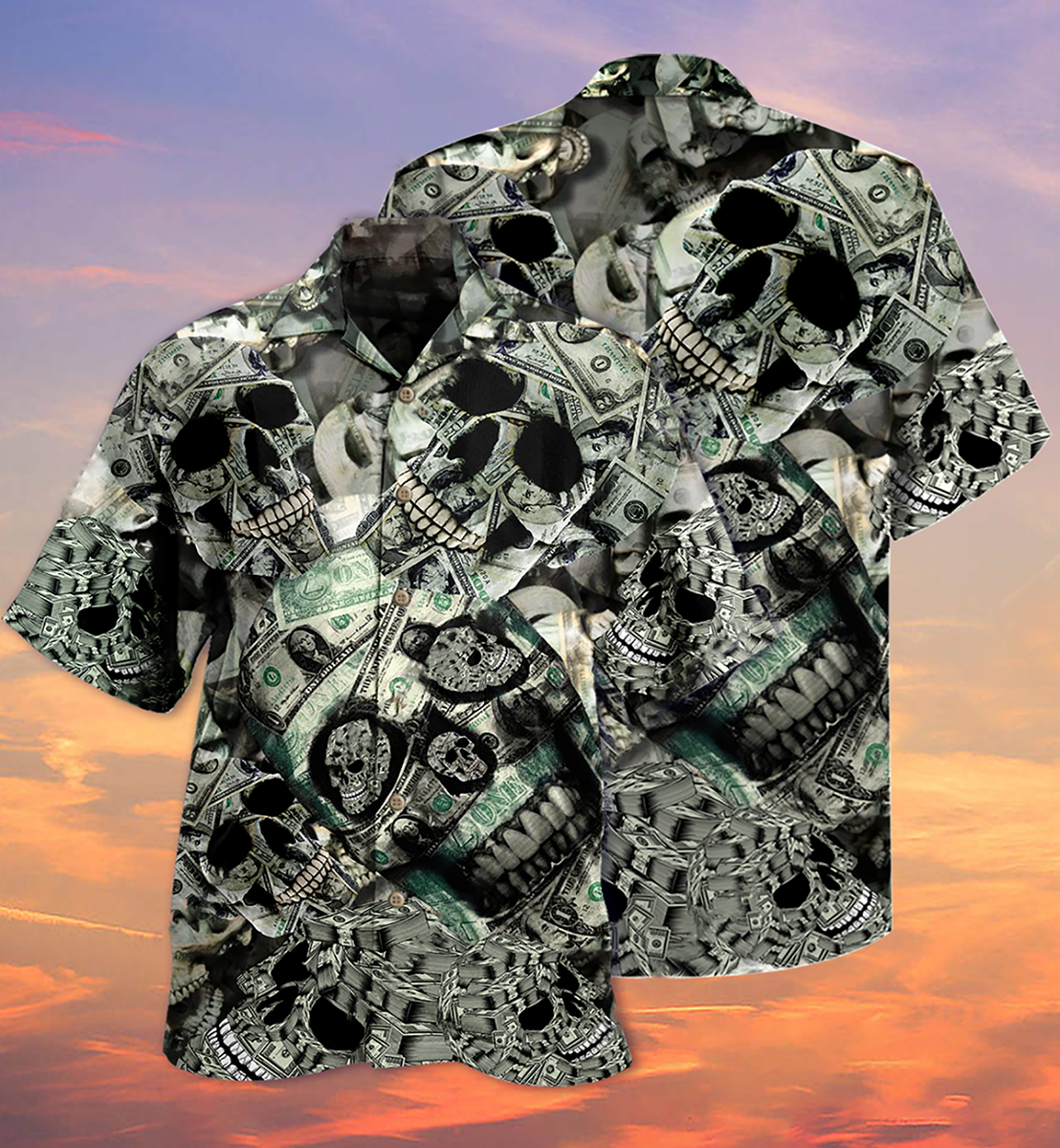 Skull Love Money Vintage Style - Hawaiian Shirt
