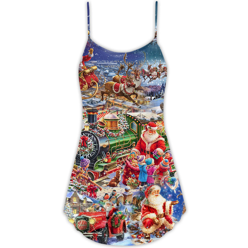 Christmas Joy Love Peace Family – Women's Summer Sleeveless V-Neck Camisole Dress