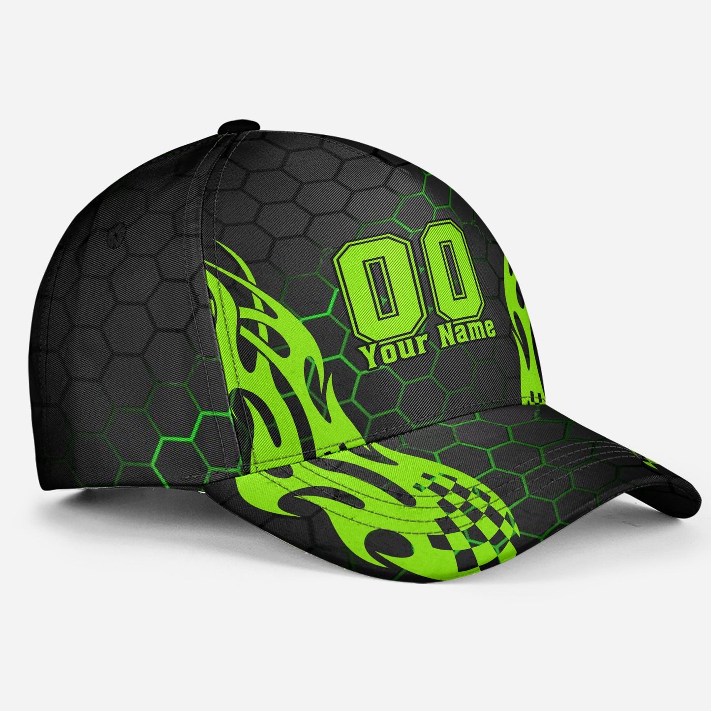 Custom Green Neon Racing Personalized Name – Classic Cap