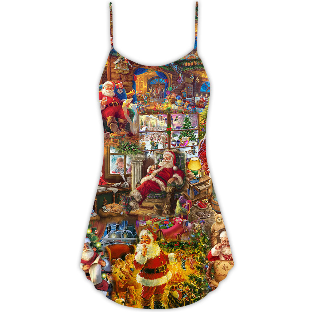 Santa Christmas Season Of Joy – Women's Summer Sleeveless V-Neck Camisole Dress