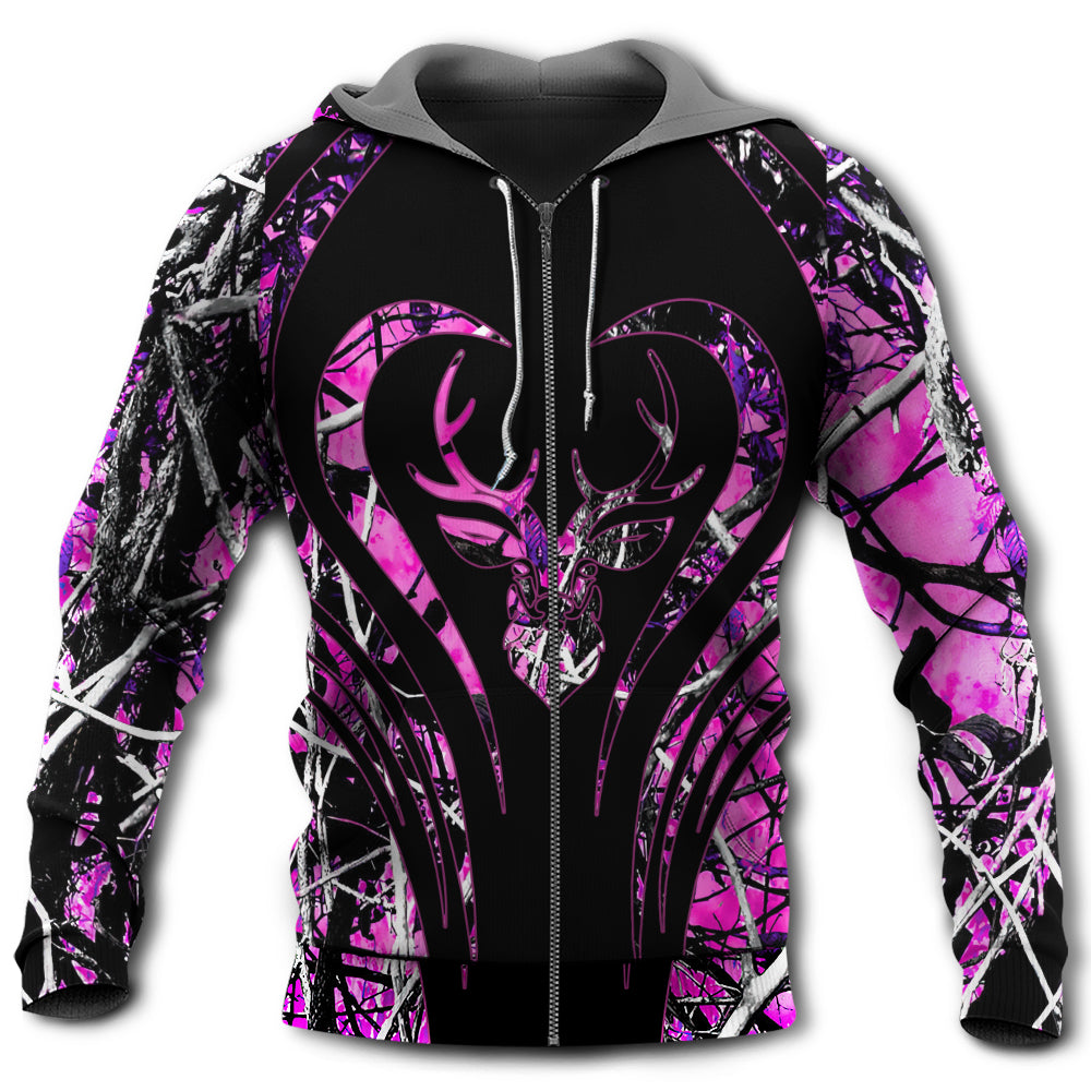 Hunting Girl Pink Camouflage Deer Style - Hoodie