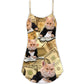 Vintage Money Cat Style – Women's Summer Sleeveless V-Neck Camisole Dress