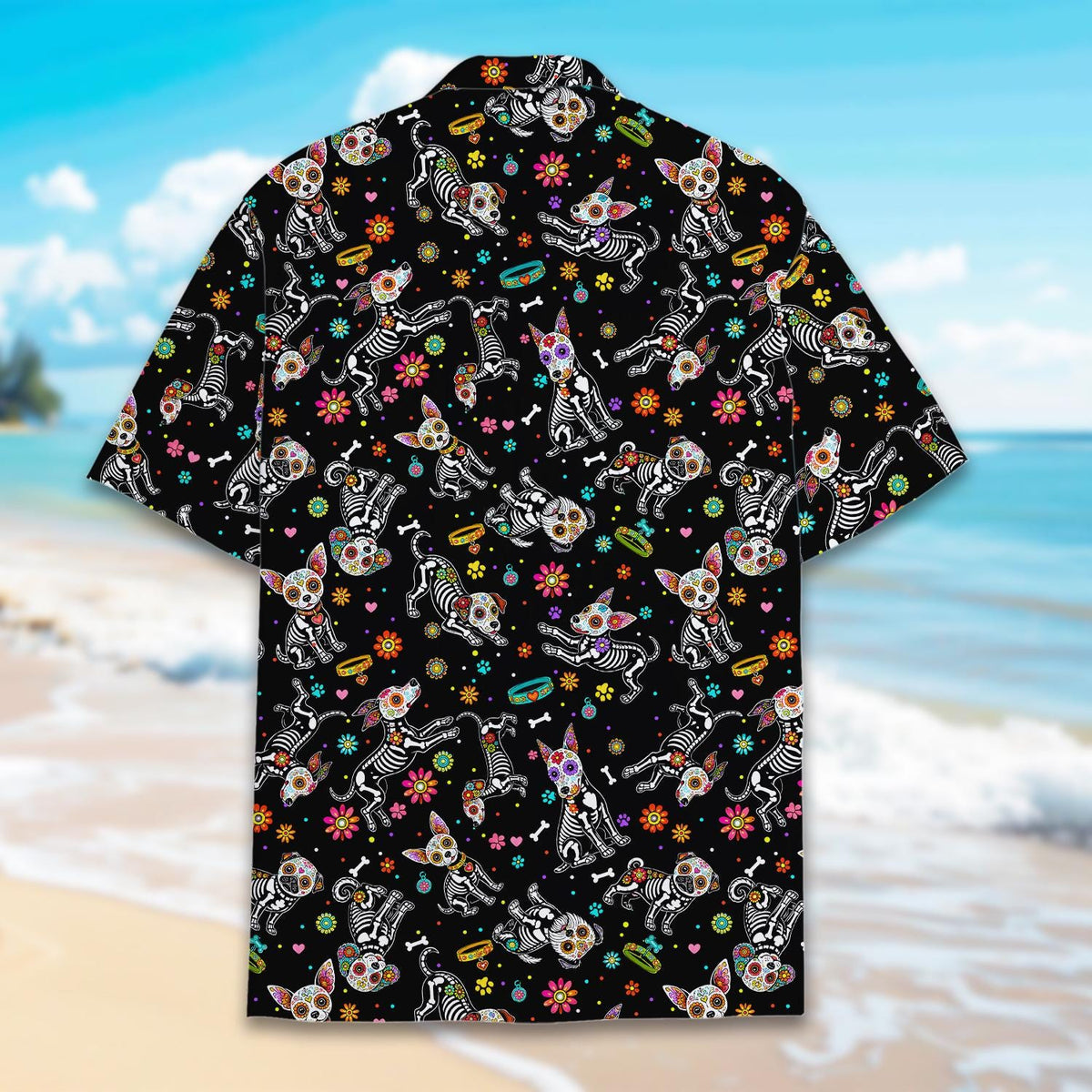 Skeleton Dog Day Of The Dead Sugar Skull – Hawaiian Shirt