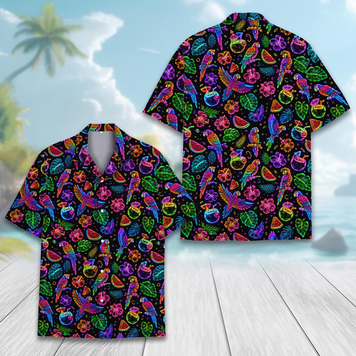 Tropical Parrot Pineapple Beach Luau Party – Hawaiian Shirt