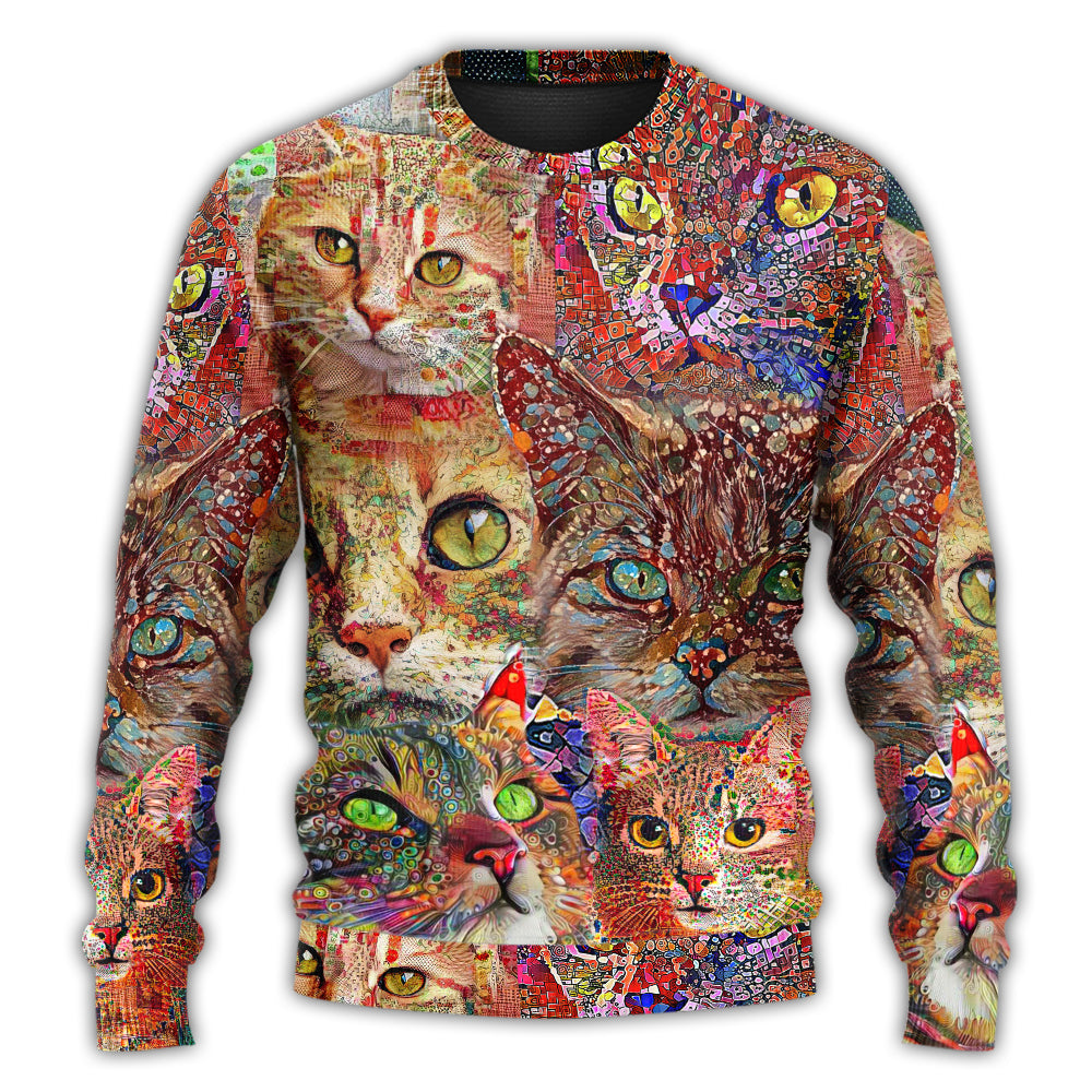 Colorful Cat Art Lover Style – Sweater - Ugly Christmas Sweater