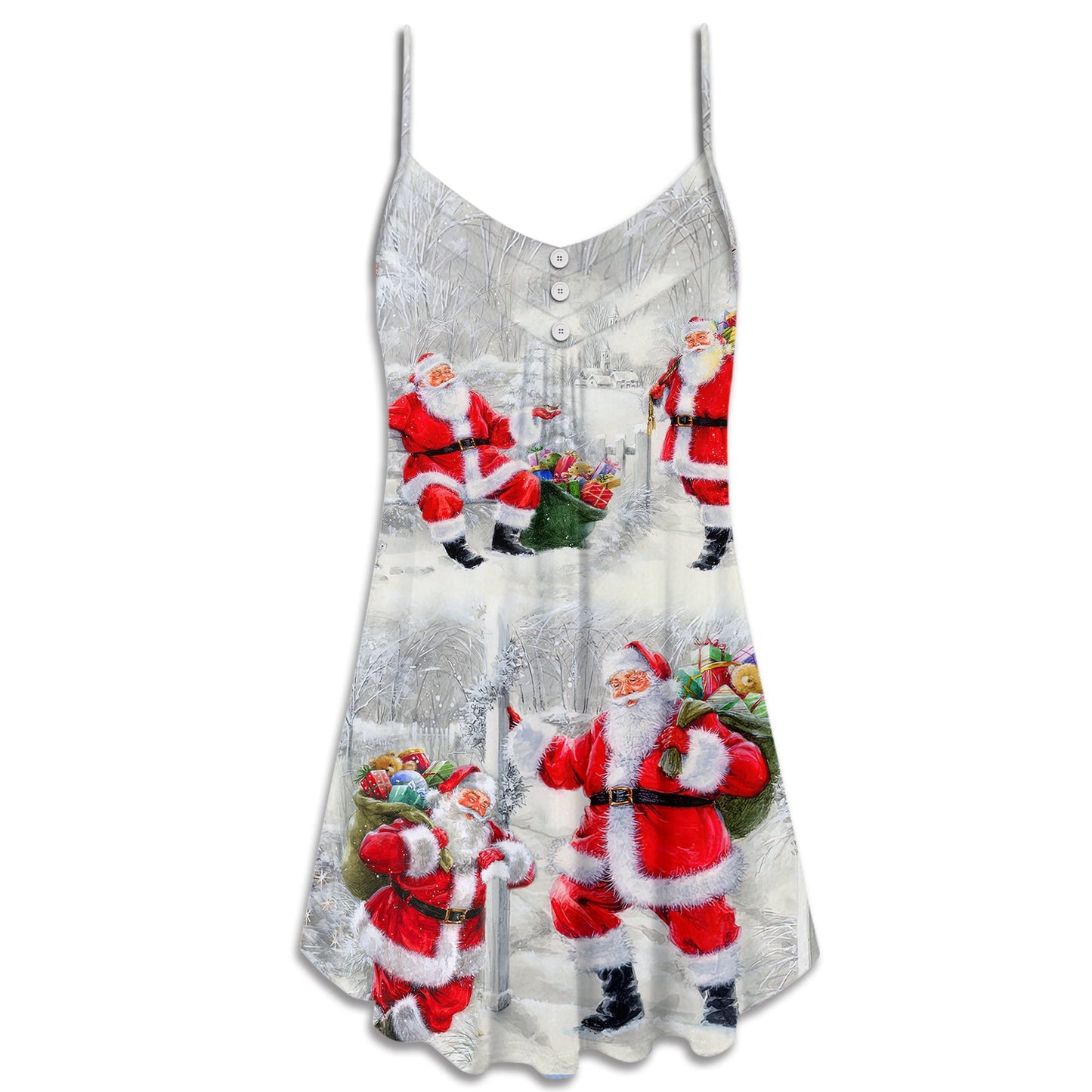Santa Always With You – Women's Summer Sleeveless V-Neck Camisole Dress