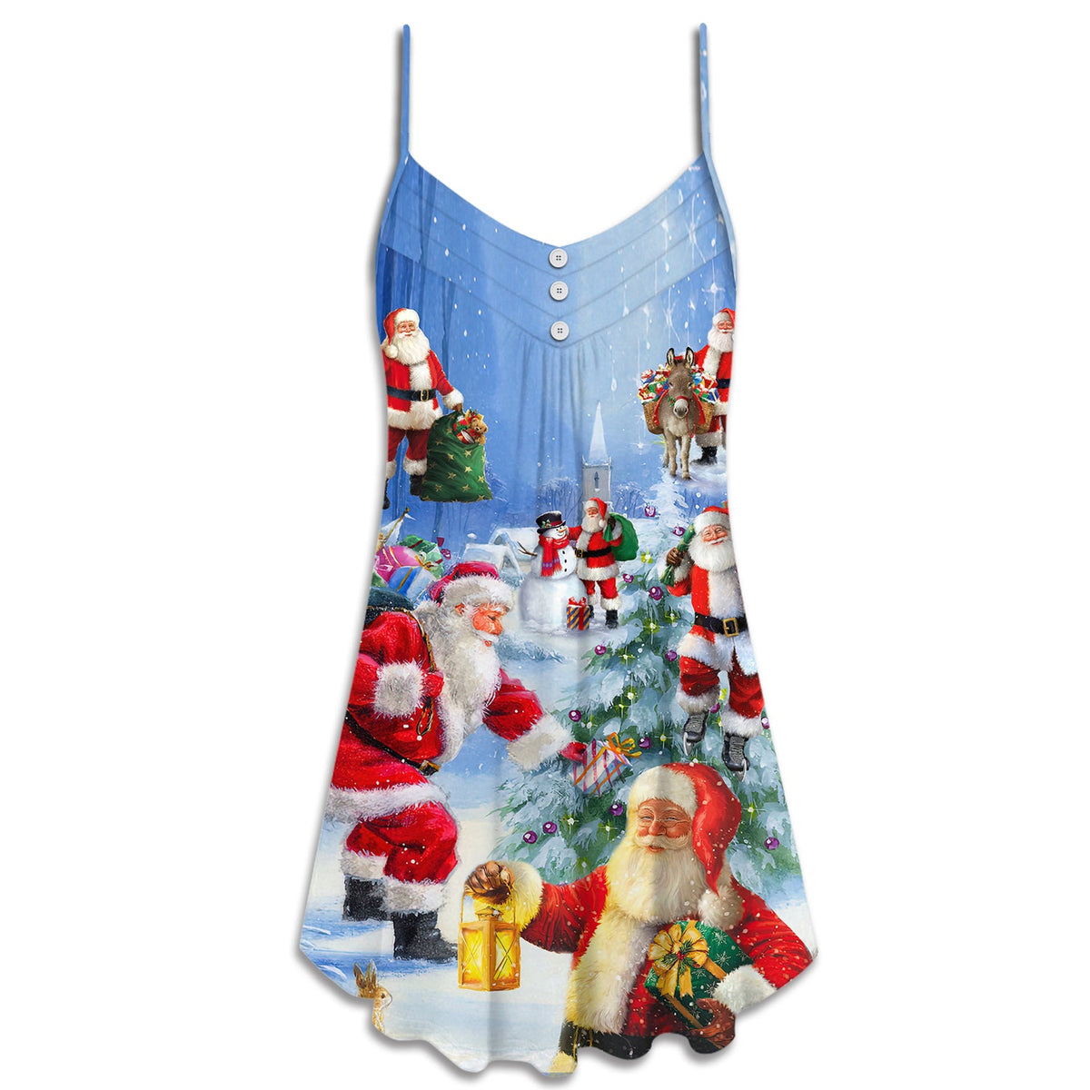 Santa Coming Story Night – Women's Summer Sleeveless V-Neck Camisole Dress