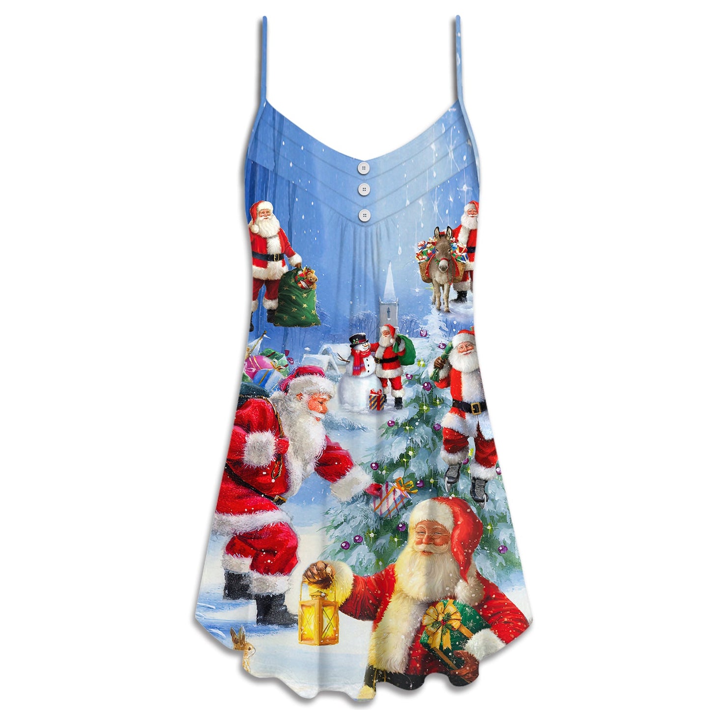 Santa Coming Story Night – Women's Summer Sleeveless V-Neck Camisole Dress