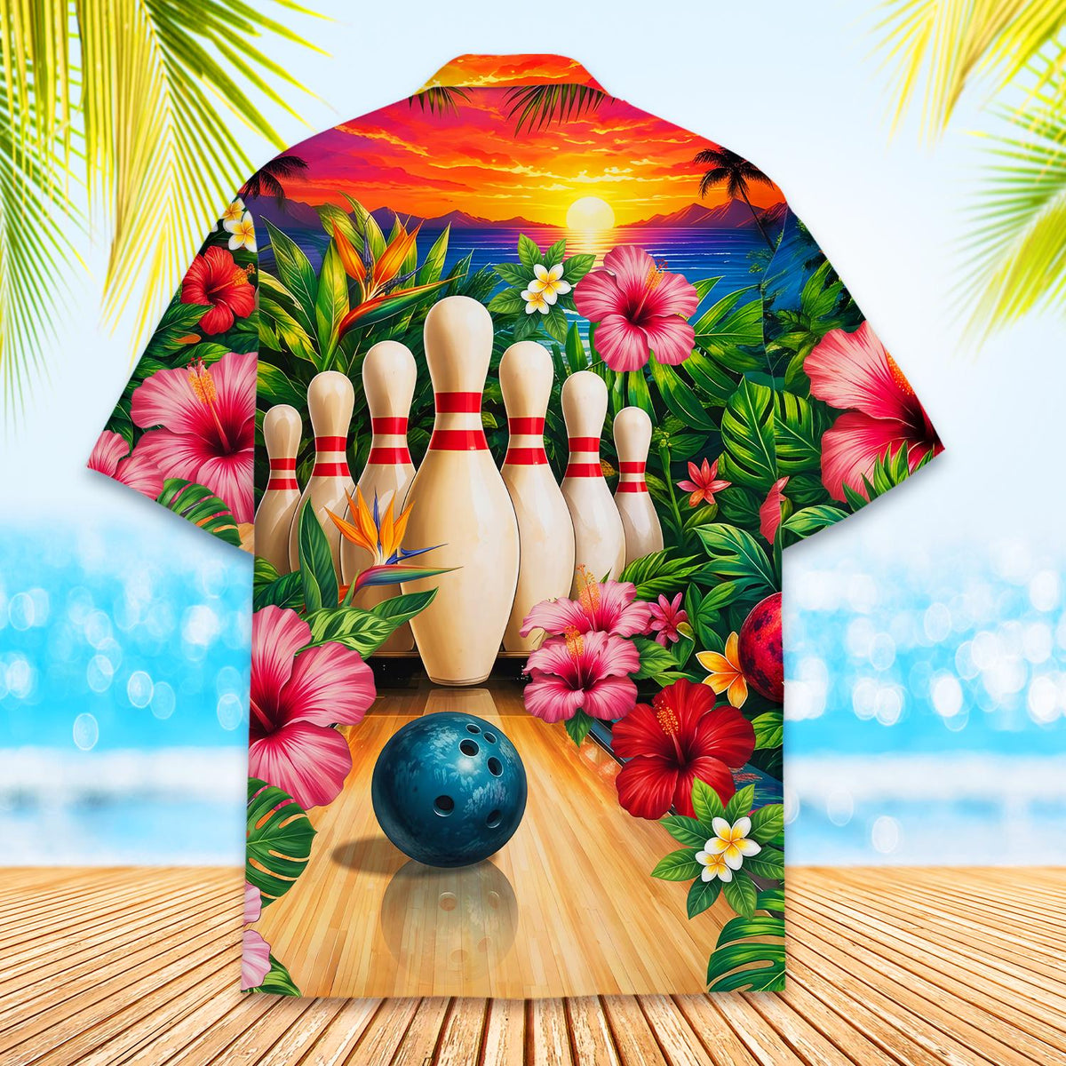 Tropical Bowling Hibiscus Team Party – Hawaiian Shirt