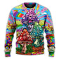 Hippie Colorful Mushroom Happy Life – Sweater - Ugly Christmas Sweater