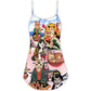 Samurai Cat With Ramen – Women's Summer Sleeveless V-Neck Camisole Dress